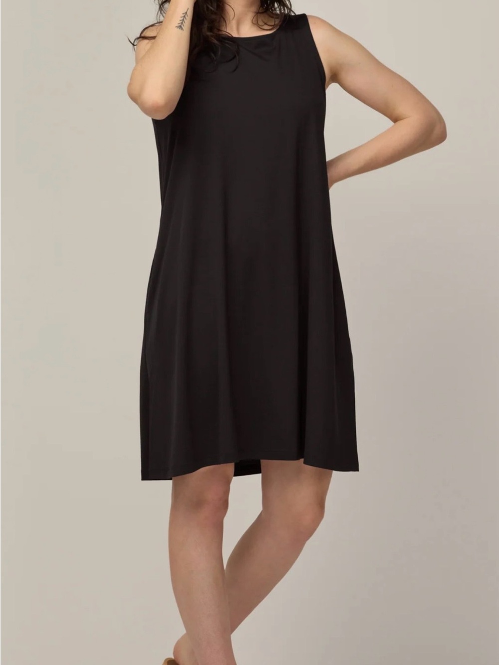 LOFT Sleeveless Black A-Line Swing Dress
